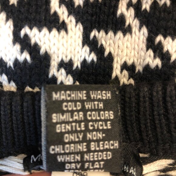 Moda International Crewneck Houndstooth Black & White Knit Sweater Size M - Picture 6 of 6